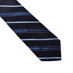 Giorgio Armani 100% Silk Striped Tie Made in Italy Mens Dark Gray Blue 103723